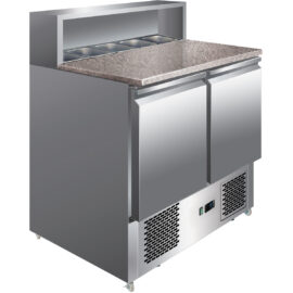 Pizzanvalmistustiski 2 ovea Ruostumaton teräs Pizzataso 5xGN1/6 Syvyys 700mm | Adexa PZ22
