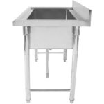 Kaupallinen Kattilapesuallas Ruostumaton teräs 1 allas Roiskesuoja 1500x700x900mm Pyöreät jalat | Adexa PSR15070 - Image 4