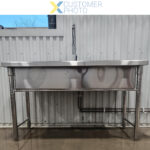 Kaupallinen Kattilapesuallas Ruostumaton teräs 1 allas Roiskesuoja 1500x700x900mm Pyöreät jalat | Adexa PSR15070 - Image 6