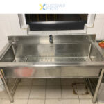 Kaupallinen Kattilapesuallas Ruostumaton teräs 1 allas Roiskesuoja 1500x700x900mm Pyöreät jalat | Adexa PSR15070 - Image 3