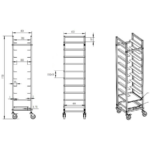 10-tasoinen hylly-/alusta-/pannukärry leveydelle 222-352 mm ruostumatonta terästä | Adexa PT10 - Image 3