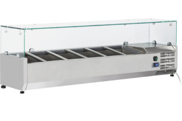 Jäähdytetty Valmistelupöytä 1400 mm 6xGN1/3 Syvyys 380 mm Lasikansi | Adexa GT514