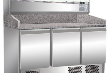 Pizza Counter, 3 ovinen Jääkaapillinen Työtasoesittely, 6xGN1/4, Syvyys 700mm | Adexa PZ14+PT14