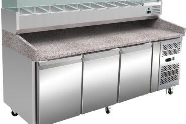 Pizza-valmistuspöytä/tiski 3 ovea Graniittitaso Jäähdytetty Laskuritason näyttö 9xGN1/3 Syvyys 150mm | Adexa PZ36+PT36