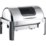 Rullakantinen sähkölämmitteinen Chafer GN1/1 Ruostumaton teräs Peilipinta 9 litraa Lasinen ikkuna | Adexa RA2302BE