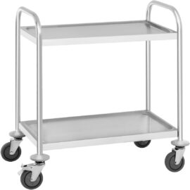 Kaupallinen tarjoilu-/palvelu-/selvityskärry, ruostumaton teräs, 2-tasoinen, 710x410x810 mm | Adexa RST2C