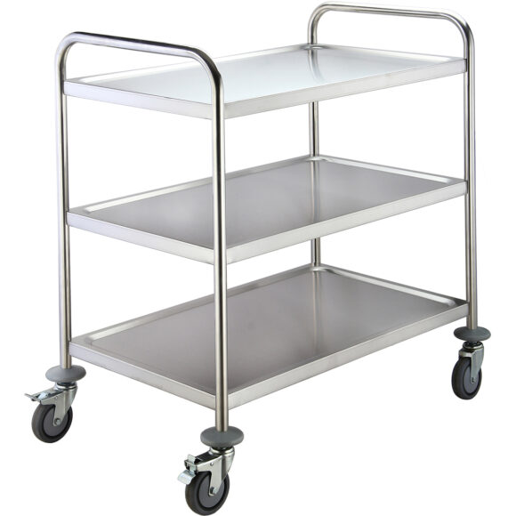 Kaupallinen tarjoilu-/palvelu-/siivousvaunu Ruostumaton teräs 3 tasoa 710x410x810mm | Adexa RST3C