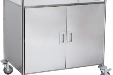 Kaupallinen tarjoilu-/palvelu-/siivouskärry kaapilla & ovilla Ruostumatonta terästä 3 tasoa 860x540x940 mm | Adexa RST3AD