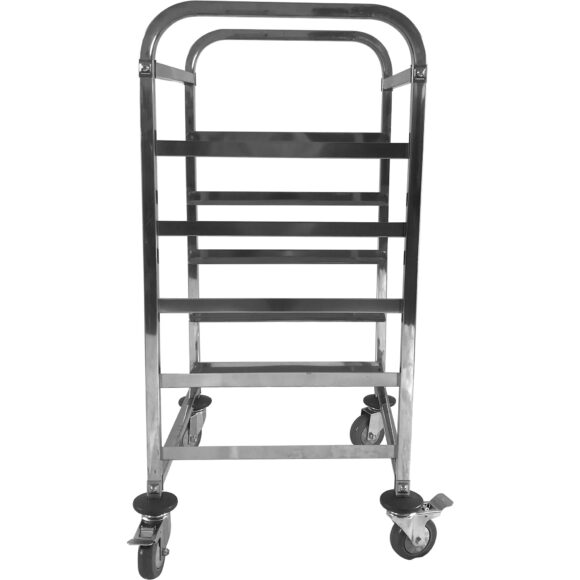 Kaupallinen astiapesukoneen korivaunu, ruostumaton teräs, 5 tasoa, 550x510x1000mm | Adexa RT5505 - Image 3