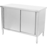 Kaupallinen Läpikulku Työtaso Lattialla Kaappi Liukuovet Ruostumaton Teräs 1500x600x850mm | Adexa SCP601502S - Image 3