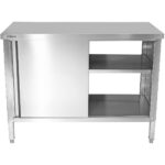 Kaupallinen Läpikulku Työtaso Lattialla Kaappi Liukuovet Ruostumaton Teräs 1500x600x850mm | Adexa SCP601502S