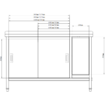 Kaupallinen Kaappi oikea puoli roskakori 1600x600x900mm | Adexa SCP60160BRBR - Image 4