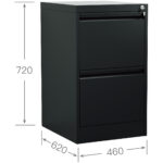 Ammattimainen metallinen arkistokaappi, 2 laatikkoa, 460x620x720 mm, musta | Adexa SEDA2B - Image 2