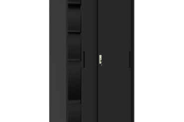 Ammattimainen metallinen säilytyskaappi, 2 liukuovea, 900x400x1800mm, lukko, 4 säädettävää hyllyä, musta | Adexa SEFC11B
