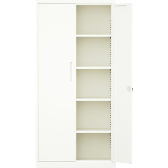 Ammattimainen metallinen säilytyskaappi 2 kääntöovea 900x400x1800mm Lukko 4 säädettävää hyllyä Valkoinen | Adexa SEFC1W - Image 5