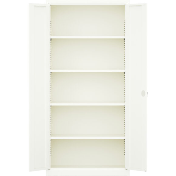 Ammattimainen metallinen säilytyskaappi 2 kääntöovea 900x400x1800mm Lukko 4 säädettävää hyllyä Valkoinen | Adexa SEFC1W - Image 6