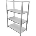 Ammattilaisen hyllystö ruostumaton teräs 1200x500x1500mm 4 hyllyä | Adexa SSB12050