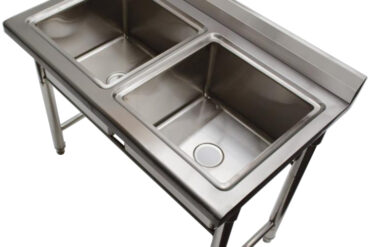 Kaupallinen tiskiallas ruostumaton teräs 1100x600x900mm 2 altaalla roiskesuoja | Adexa ST245A