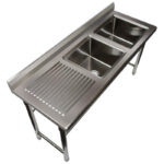 Kaupallinen pesuallas Ruostumaton teräs 1700x600x900mm 2 altaat oikealla roiskesuoja | Adexa ST245BR