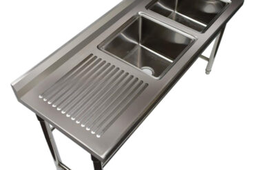 Kaupallinen pesuallas Ruostumaton teräs 1700x600x900mm 2 altaat oikealla roiskesuoja | Adexa ST245BR