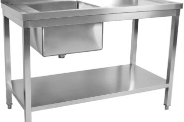 Kaupallinen Allas Ruostumaton teräs 1400x700x900mm 1 allas vasemmalla Suojareuna Alaosa hylly | Adexa STD1470L