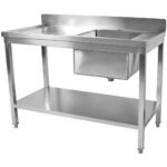 Ammattikeittiön allas ruostumatonta terästä 1500x600x900mm 1 altaalla oikealla, roiskesuoja, alahylly | Adexa STD1560R