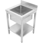 Kaupallinen pesuallas ruostumatonta terästä 600x700x900 mm 1 allas Roiskesuoja | Adexa STD150A - Image 3