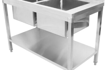 Kaupallinen Pesuallas Ruostumaton Teräs 1200x700x900mm 2 Altaalla Roiskesuoja | Adexa STD250A