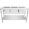 Kaupallinen pesuallas Ruostumaton teräs 1800x700x900mm 3 allasta Roiskesuoja | Adexa STD350A - Image 3