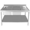 Kaupallinen Pesuallas Ruostumaton Teräs 2000x600x850mm 2 Allasta Oikealla Valutuslevy Selkäsuoja Alahylly | Adexa STT2060R - Image 4
