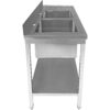Kaupallinen Pesuallas Ruostumaton Teräs 2000x600x850mm 2 Allasta Oikealla Valutuslevy Selkäsuoja Alahylly | Adexa STT2060R - Image 2