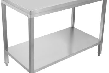 Ammattilaiskäyttöön tarkoitettu työpöytä, ruostumaton teräs, alahylly, 1600x700x900mm | Adexa SWT70160