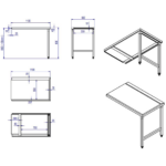 Purkupöytä oikea puoli 1100x650x850mm Ei alahyllyä Ei roiskesuojaa Ruostumatonta terästä | Adexa SWT11065L - Image 5