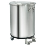 Ammattimainen jäteastia ruostumatonta terästä pyörillä ja polkimella 50 litraa | Adexa TGB3660