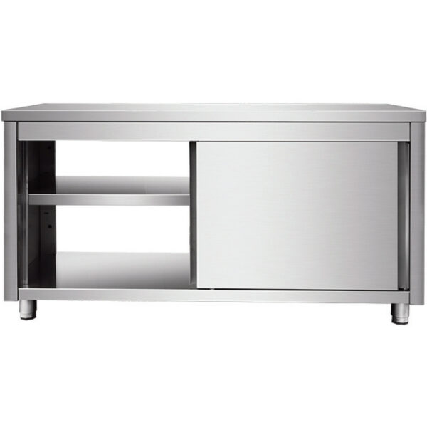 Kaupallinen läpikulku työtasokaappi liukuovilla ruostumaton teräs 1600x700x850mm | Adexa VTC167SLS