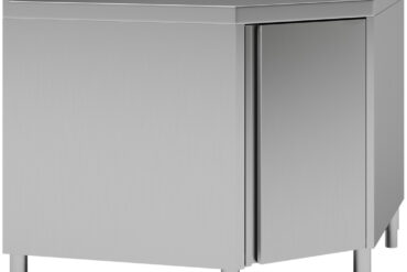 Kaupallinen Työtaso Lattia Kaappikulmayksikkö Saranoitu ovi Ruostumaton Teräs Sivut 700mm Korotettu reuna | Adexa VTC107CB