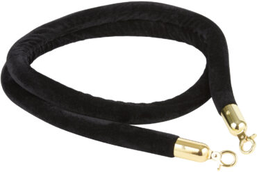 Musta samettinen tolppaköysi kultaisilla päillä 1,5m | Adexa VR01BG