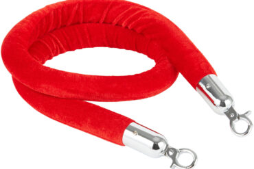 Punainen samettiköysi hopeisilla päillä 1,5m | Adexa VR01RS