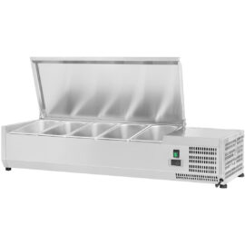 Jääkaapillinen tarjoilupinnoitetaso 1200mm 5xGN1/4 syvyys 330mm Ruostumattomasta teräksestä valmistettu kansi | Adexa EA12