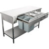 Premium-työpöytä kolmella laatikolla Ruostumattomasta teräksestä Alahylly 1500x600x900mm | Adexa W218150603D - Image 3