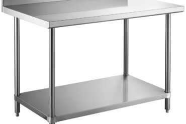 Ammattikäyttöön tarkoitettu työpöytä ruostumattomalla teräksellä, alataso ja käännetty reuna 600x600x900mm | Adexa W218E6060B