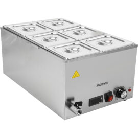Kaupallinen Bain Marie, sisältää 6xGN1/6-säiliöt kannella Digitaalinen hallinta Poistohana | Adexa WH7066CT16