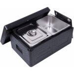 Päältä Ladattava EPP Eristetty Ruoankuljetuslaatikko / Termolaatikko 32 litraa Sisältää 2xGN1/2 säiliötä kannella & kantokahvalla | Adexa WHEPP212