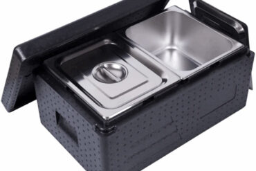 Päältä Ladattava EPP Eristetty Ruoankuljetuslaatikko / Termolaatikko 32 litraa Sisältää 2xGN1/2 säiliötä kannella & kantokahvalla | Adexa WHEPP212