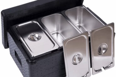 Ylhäältä täytettävä EPP-eristetty ruokakuljetuslaatikko / Termoboksi 32 litraa sis. 3 x GN 1/3 säiliötä kannella & kahvalla | Adexa WHEPP313