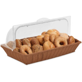 Kaupallinen Leipänäyttelykori rullaavalla kannella 530x325x80mm Ruskea | Adexa WHRBBC2