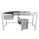 Kaupallinen pesuallas jätesuojilla Ruostumaton teräs 1000x600x900mm 1 allas vasen Roiskelevy | Adexa WHSTD1070L - Image 3