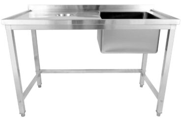 Kaupallinen pesuallas jäteaukoilla Ruostumaton teräs 1200x600x900mm 1 kulho oikea roiskesuoja | Adexa WHSTD1270R