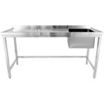 Kaupallinen pesuallas jäteaukoilla ruostumatonta terästä 1800x600x900mm 1 allas oikea roiskesuoja | Adexa WHSTD1870R