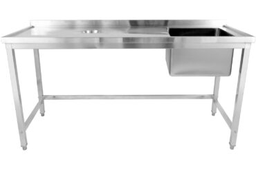 Kaupallinen pesuallas jäteaukoilla ruostumatonta terästä 1800x600x900mm 1 allas oikea roiskesuoja | Adexa WHSTD1870R